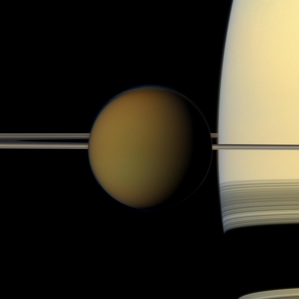 Titan's surface through hazy atmosphere