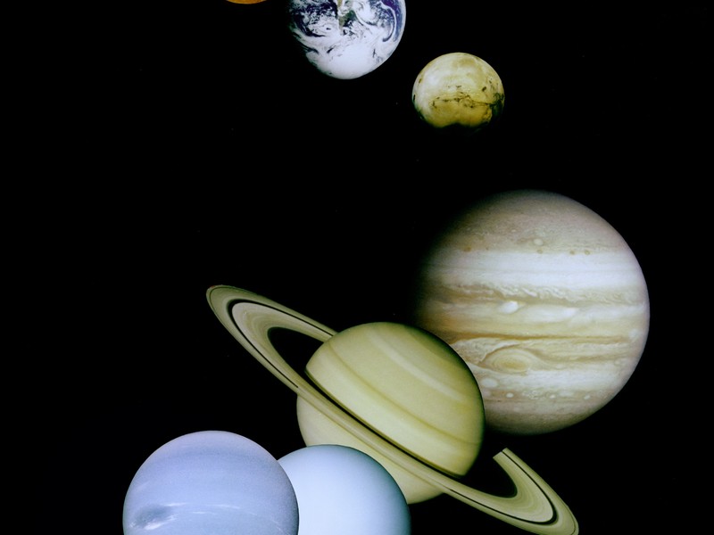Solar system montage showing planets
